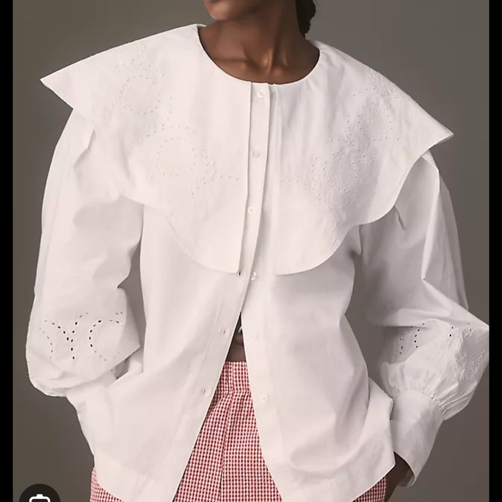 Chic White Women's Blouse with Eyelet Accents